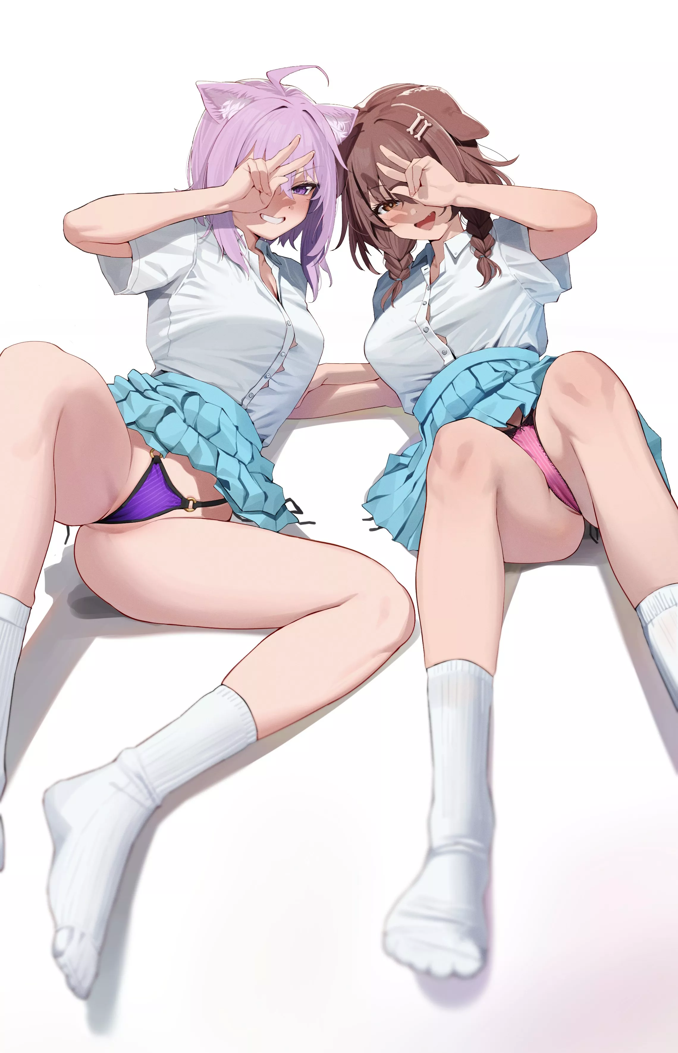 Korone and Okayu showing their panties (Ramanda) [Hololive] posted by llamanatee