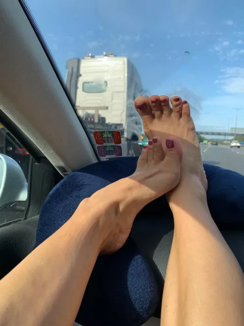 resting my feet during a long drive by MalinaWhispers