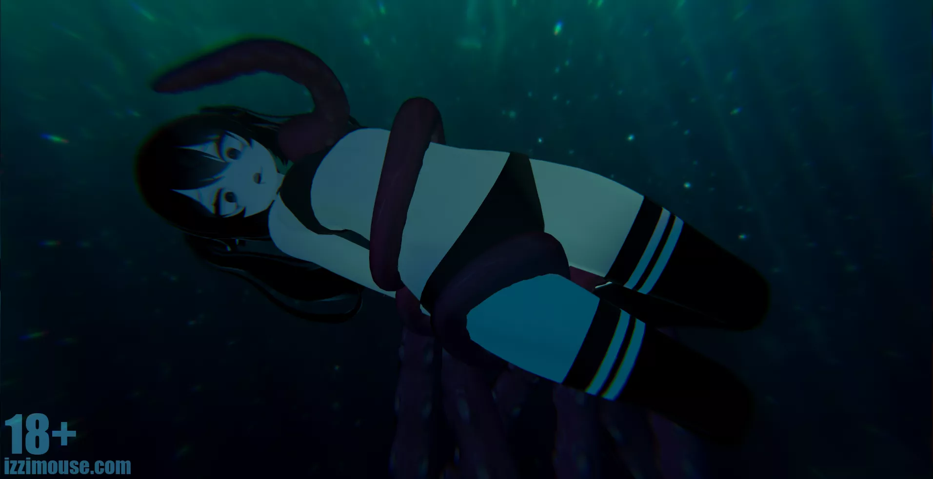 tentacle buddy arrives for a surprise swim (oc) posted by izzimouse