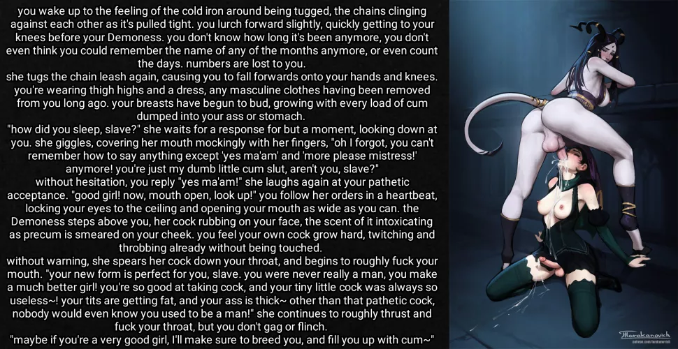 A Demoness captures you pt.2 [futadom] [mindbreak] [collar] [feminization] [talk of breeding] [slave play] [requested] artist unknown, caption by me by noname2230