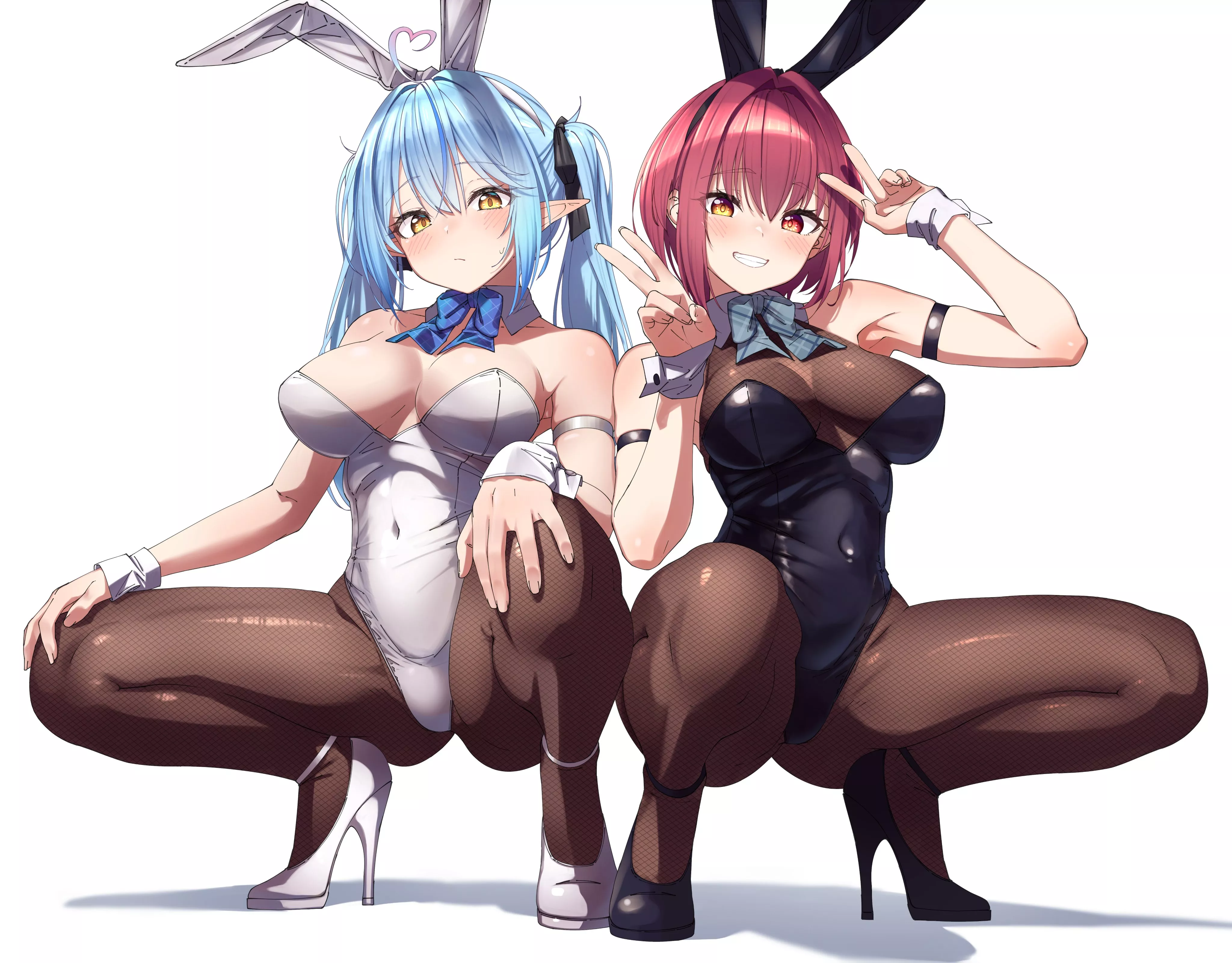 Bunny Lamy and Marine squatting (Shinomu) [Hololive] posted by llamanatee
