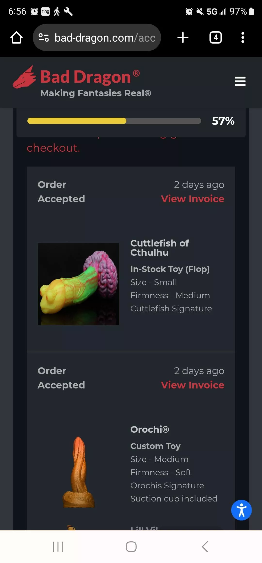 Newest order posted by buggertoe71