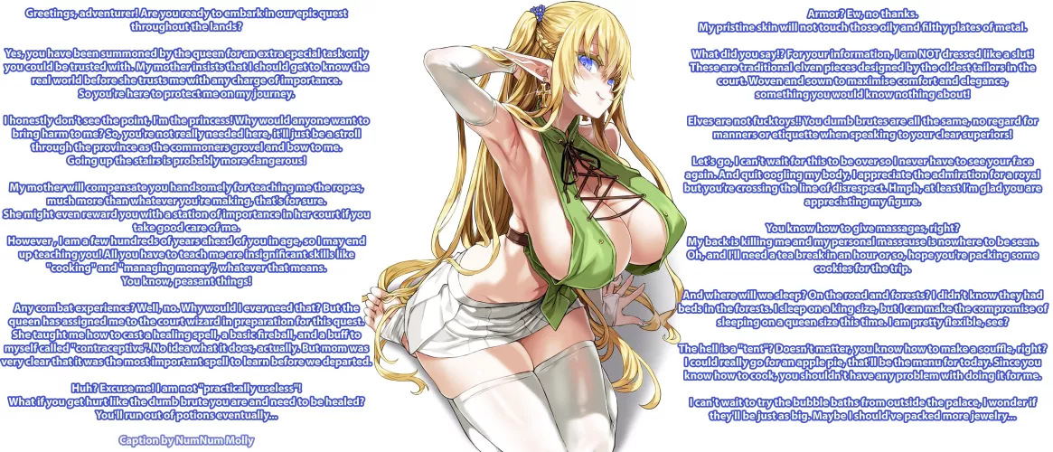 Bratty Princess' Journey [Elf Girl][Royal][Annoying][Naive][Entitled][Rich Gal][Inminent Hatefucking][Artist: Asanagi] by Sombraros