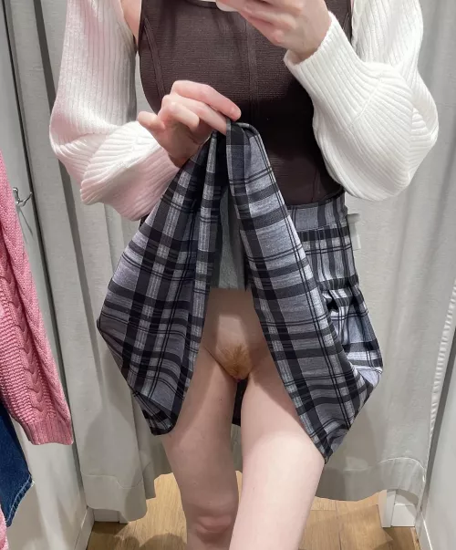 I'm trying on a new skirt and I'm not wearing panties by Decent_Pound3671