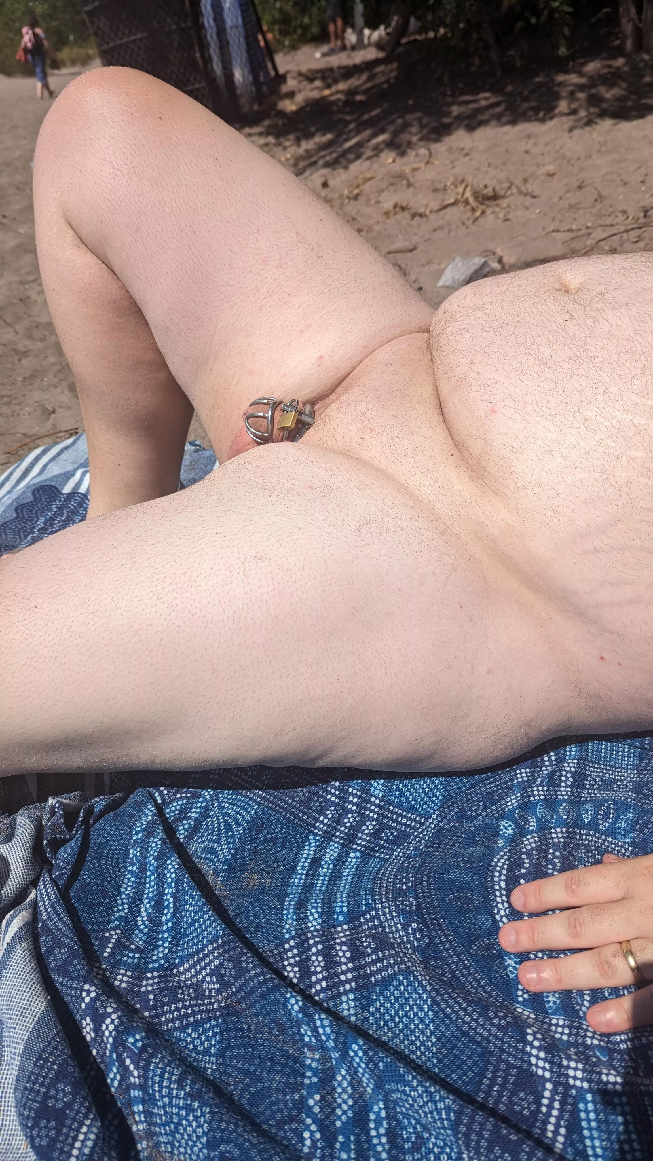 Locktober is making me remember my proudest moment of the summer. My first chastity beach day. posted by LockJaysJewels