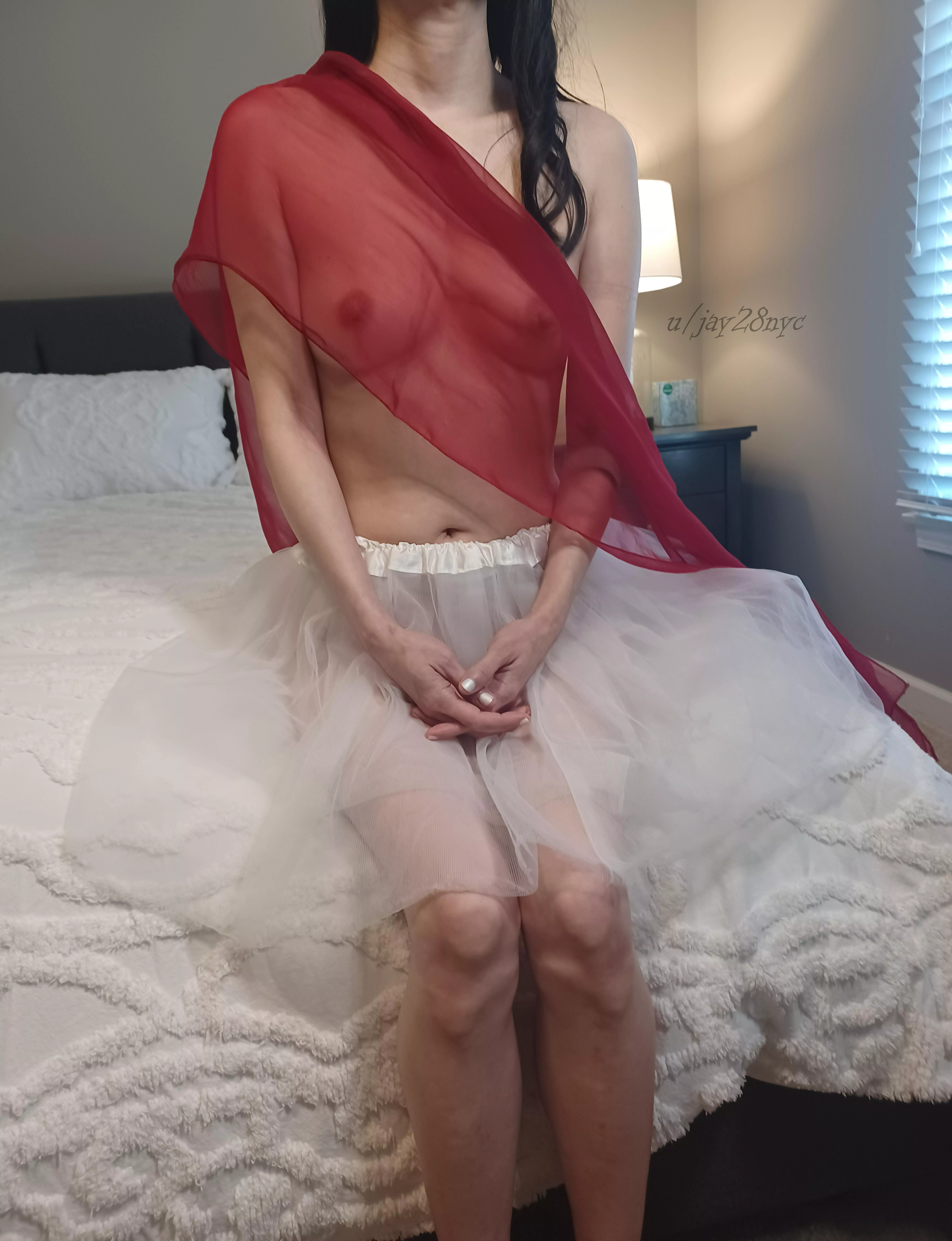 Red lace and white lace skirt on me (F) [OC] posted by jay28nyc
