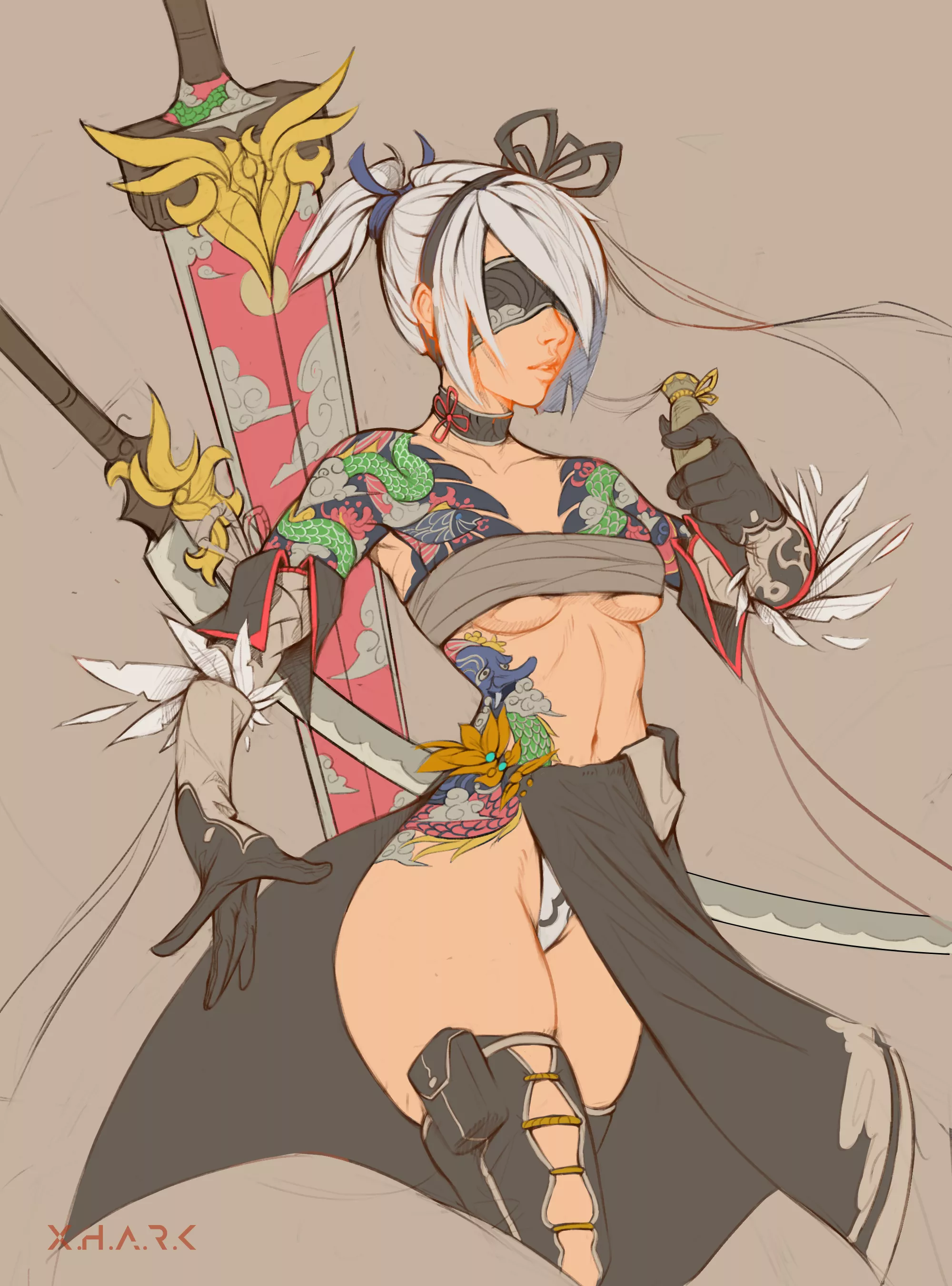 Yakuza 2B, art by me posted by Kai0704