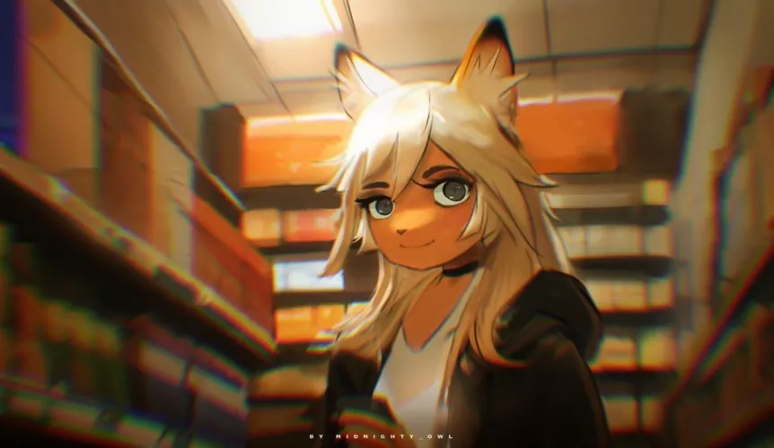 In the store (art by me, @midnighty_owl) by midnighty_owl