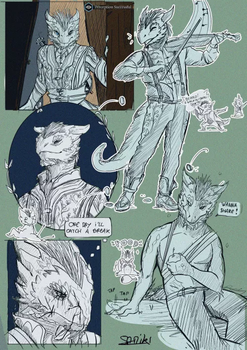 This is just a wip but how much do you think I should charge for a sketch page like this? Will be flat colored. Yes this is my oC from BG3 <3 by S4miki