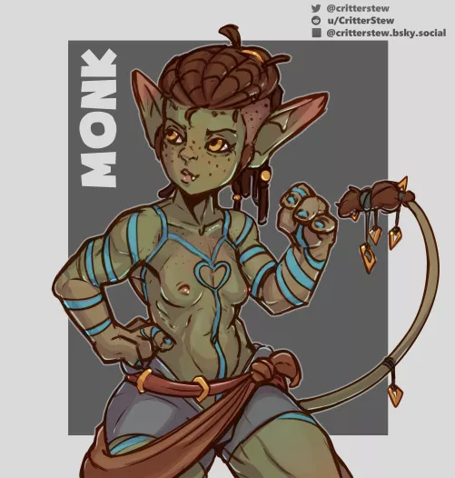Gobtober Day 13 - Monk! Check out the tiny pugilist by CritterStew