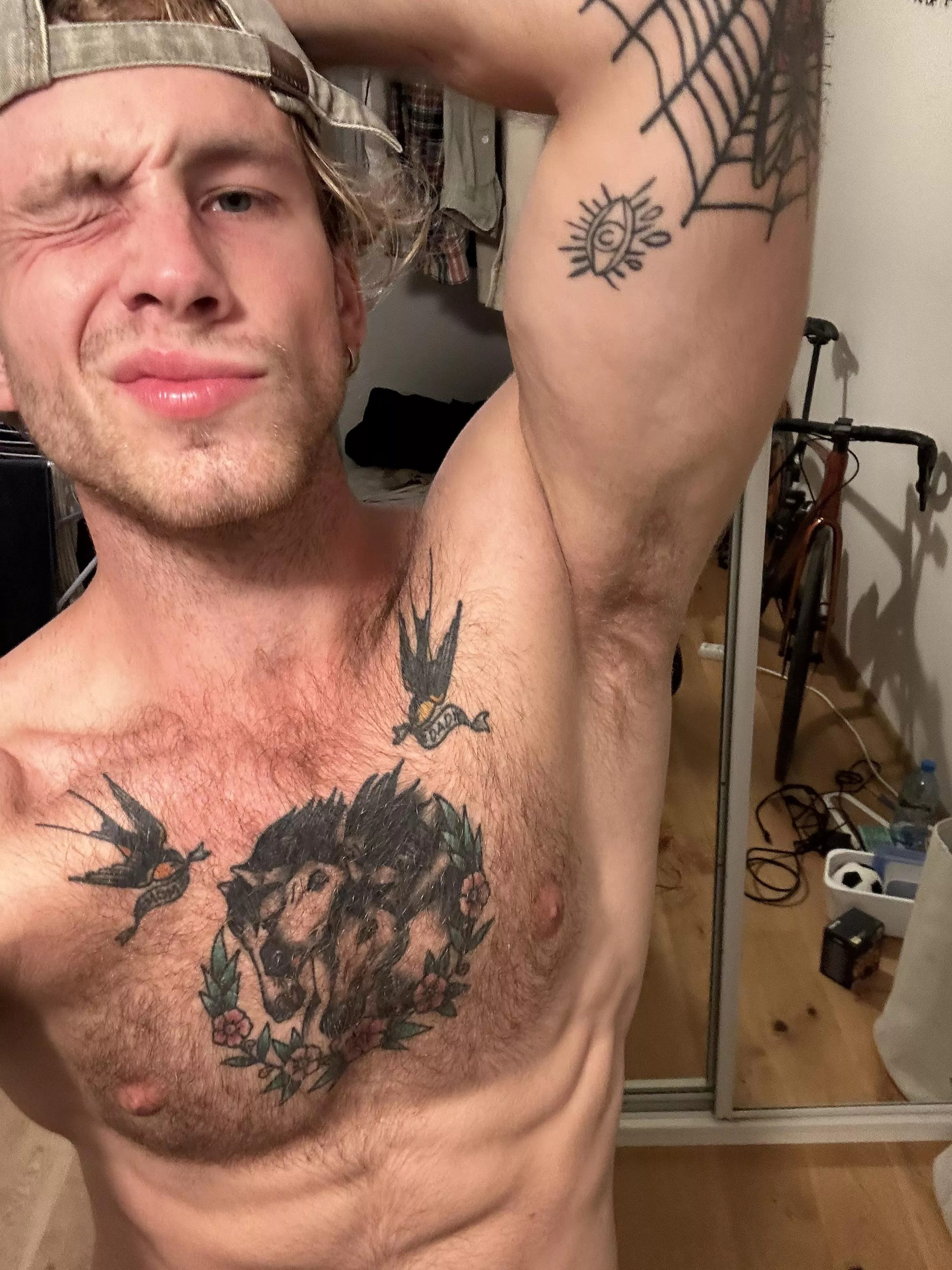 Hairy pits, happy man posted by AlphaJake23