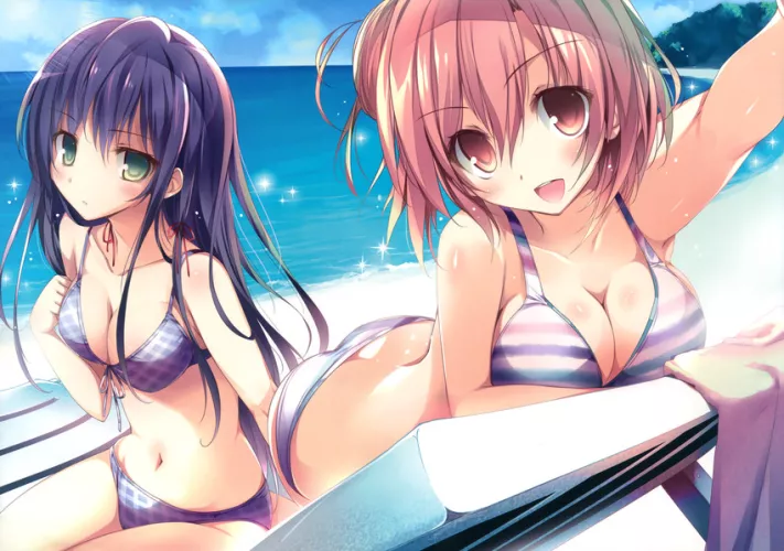 Yui and Yukino at the beach [Karory] by IrrelevantGuy_