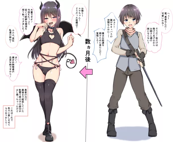 Set out to defeat the succubus. Came back as on of them by Femmeboylewd