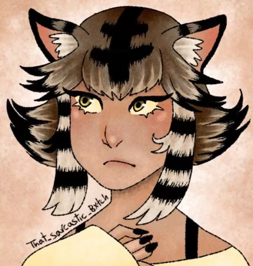 Tested out the cat face theory to make a cat girl (OC) by That_sarcastic_bxtch