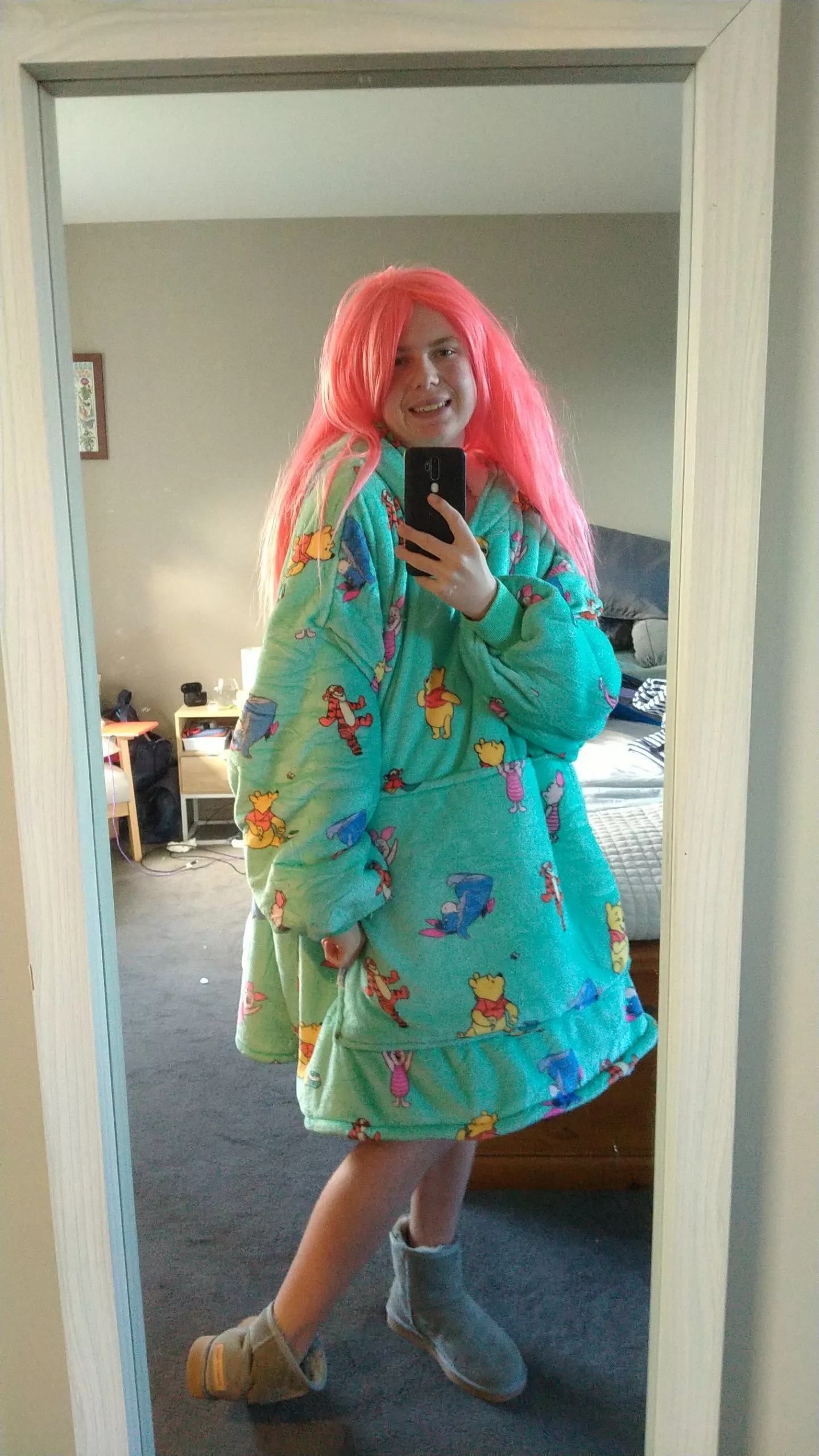 Cute girl with pink hair posted by Prior-Bid212