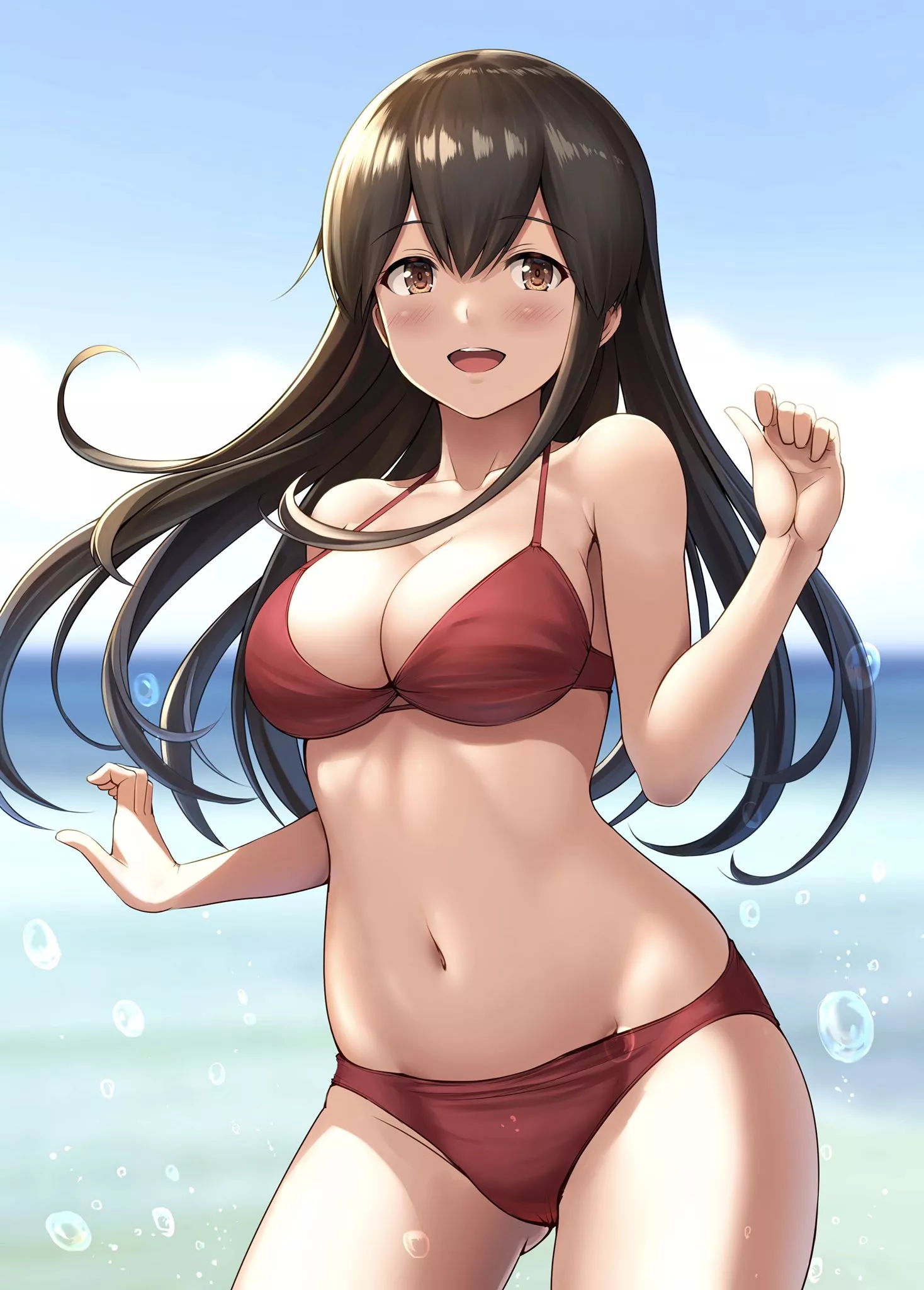 Akagi Invite the Admiral to Swim Together with Her at the Beach [Kantai Collection] (Ichikawa Feesu) posted by ecchi_neko