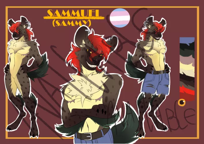 NEW ADOTABLE, sammy the hyena, a sweet boy looking for a new home, does anyone want to have the sweetness of this gentle guy? art by me by xul3s