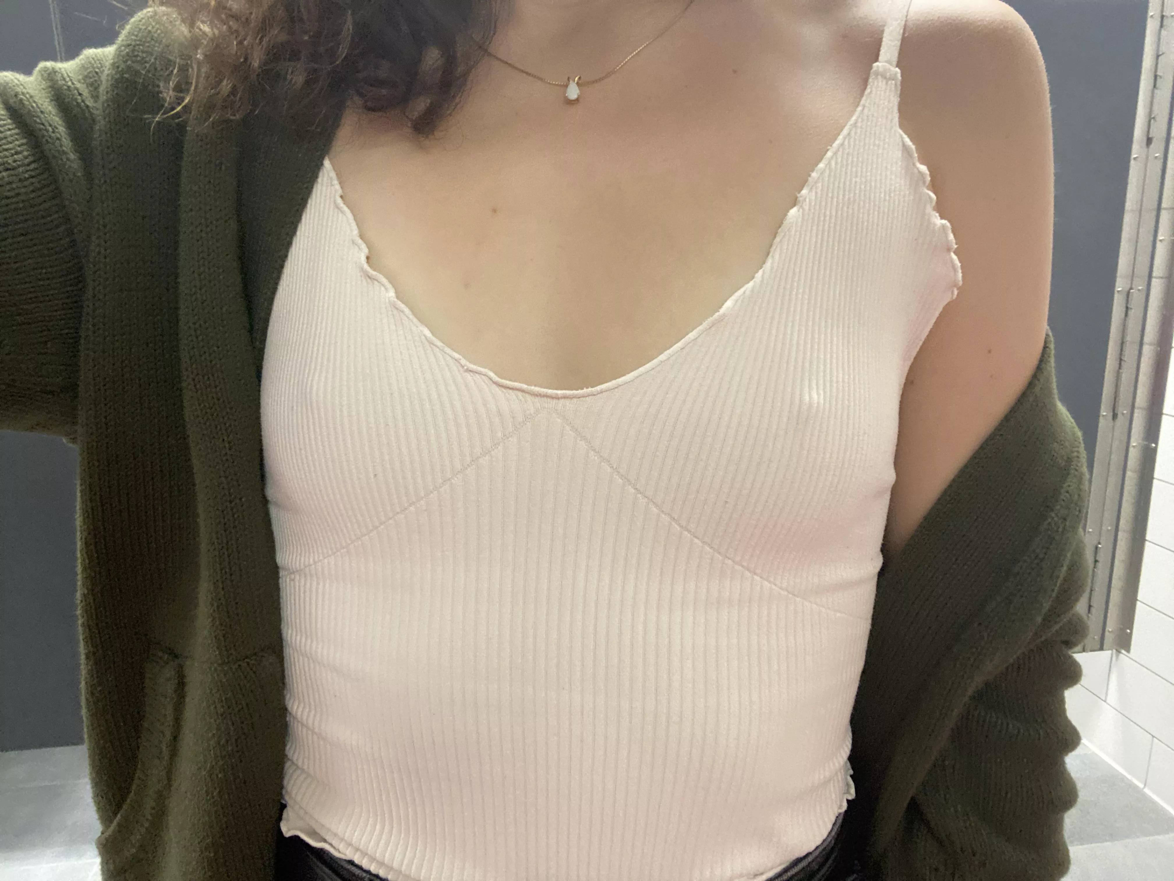 Braless in the school bathroom ;) posted by realbarefootbabe