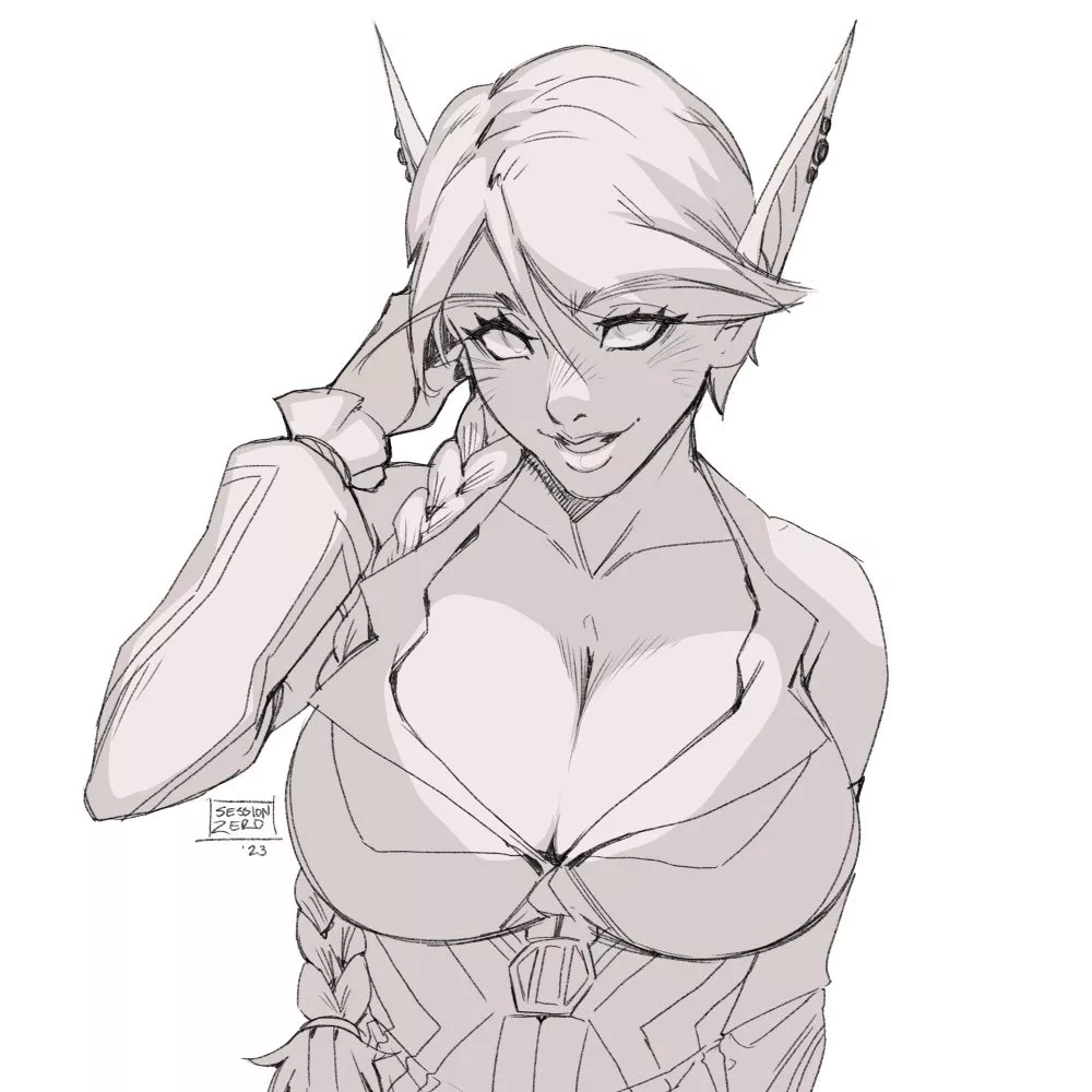Lil blood elf sketch for a friend, by sessionzeroart posted by morapol