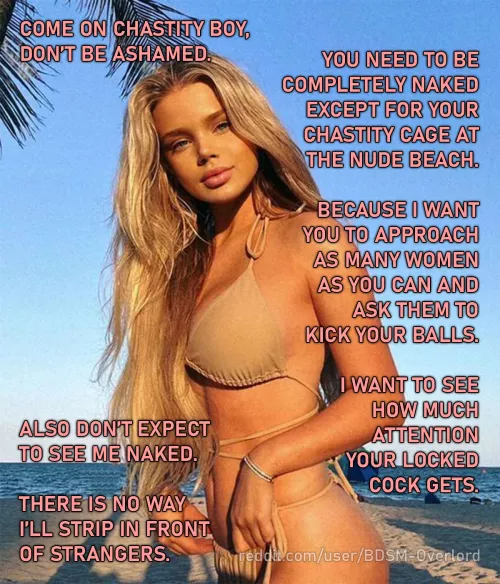 She takes you to the nude beach – Day 18 | 30 Days Of Chastity (Locktober) by BDSM-Overlord