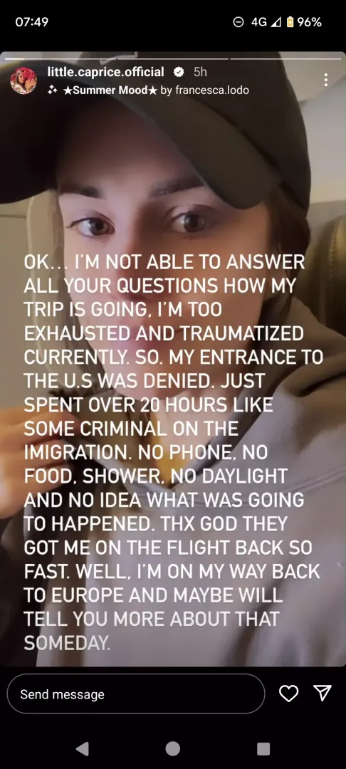 Caprice denied entry to the USA by padyirishman