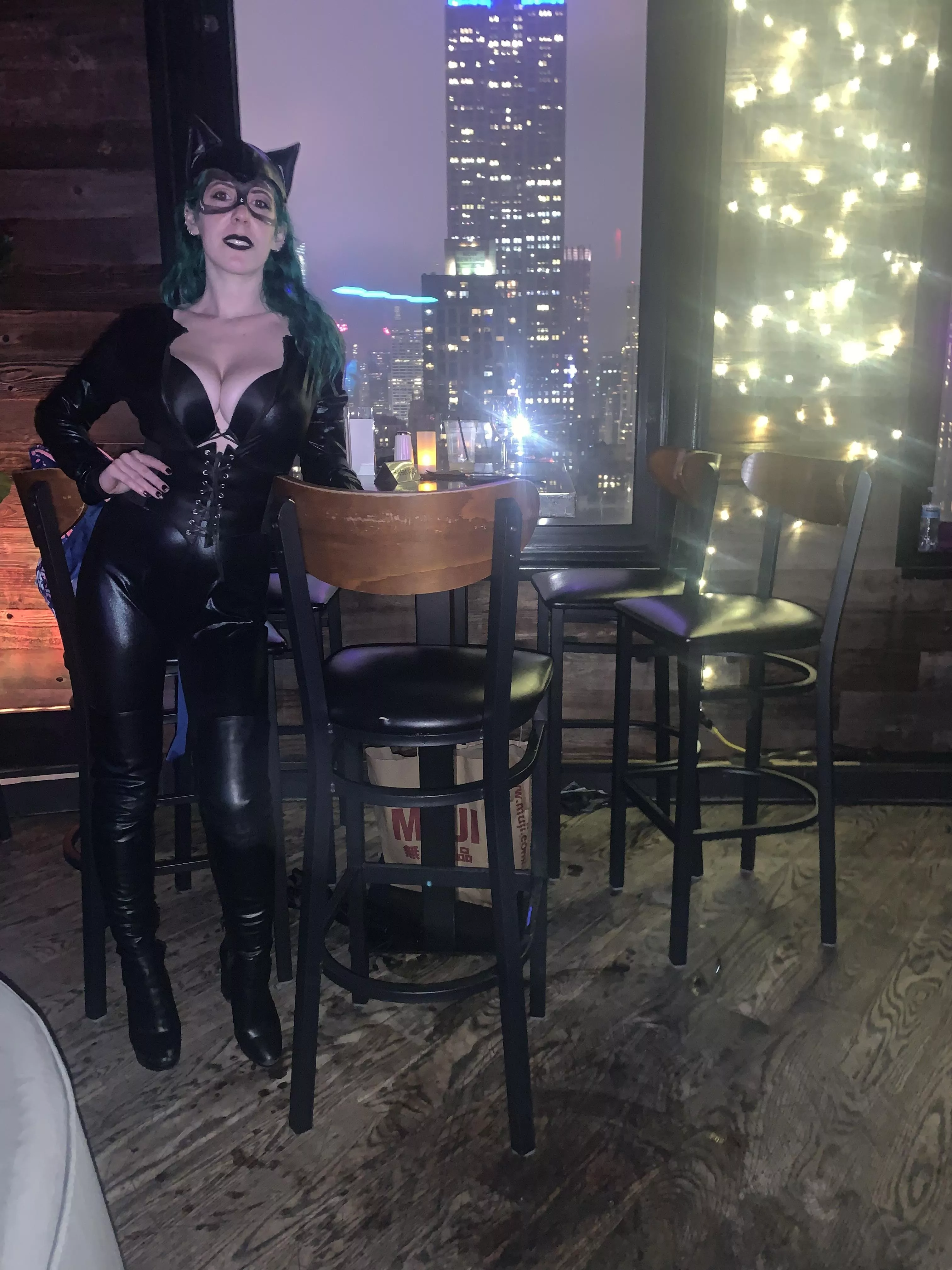 Latex catsuit on a night out posted by sirenskiss3