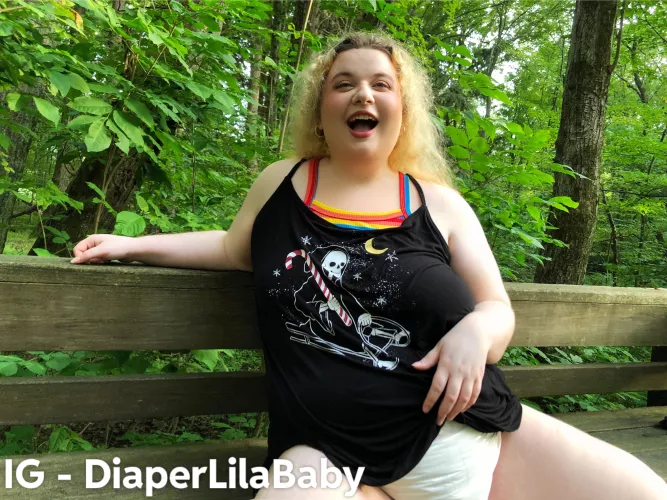 A very happy baby playing in the woods! 😁🌱 wanna play with me?🙈 by thediaperbabylila