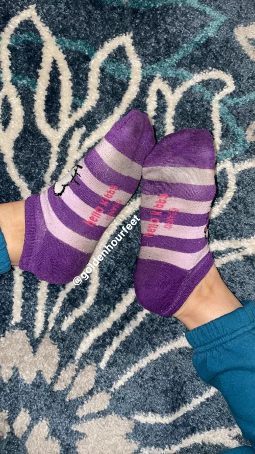 Dm to claim a pair of my smelly socks💜 by goldenhourfeet