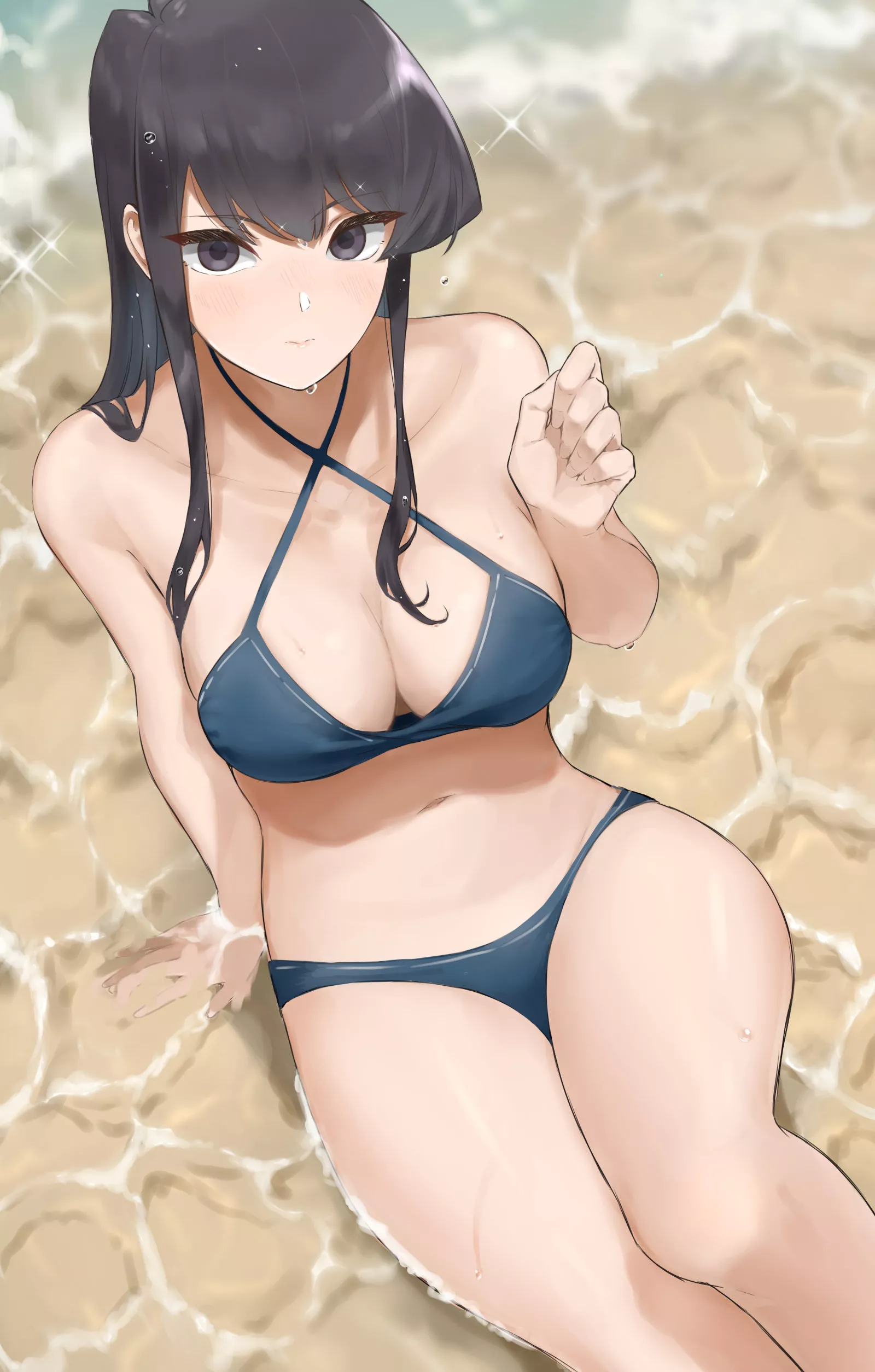 Komi Shouko Shows Off her Blue Bikini for Tadano at the Beach [Komi-san wa, Komyushou desu] (Takita) posted by ecchi_neko
