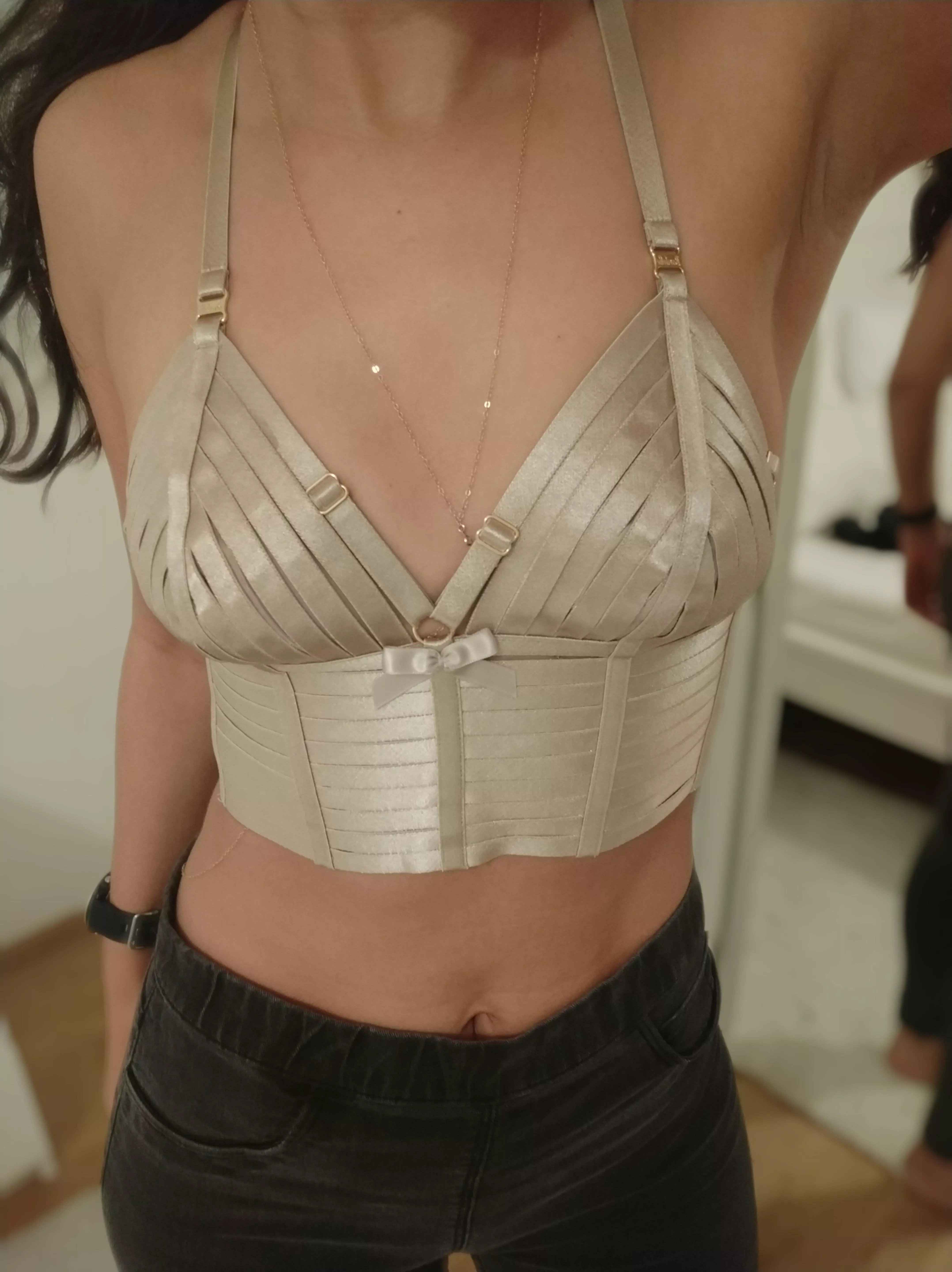 Ready for our date - wearing Bordelle 🥂 posted by usmakingababy