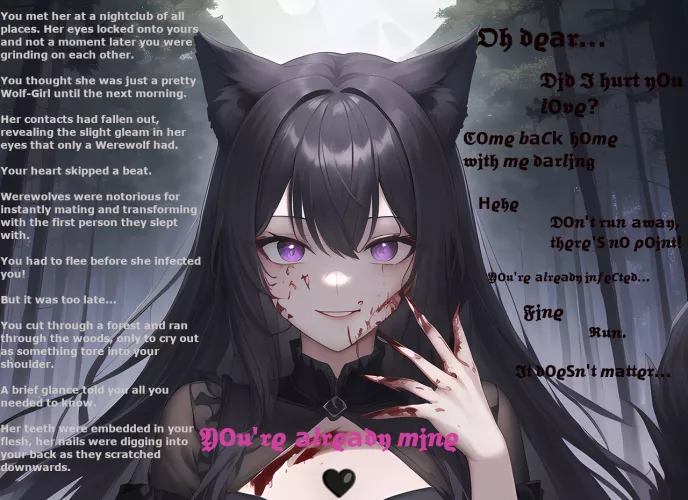 You Will Be Hers! (Part 1) [Monster Girl] [Werewolf] [Yandere] [Bitten] [Blood] [Tricked Into Mating] [Obsessed] [Artist: imZigs] by Zamairiac