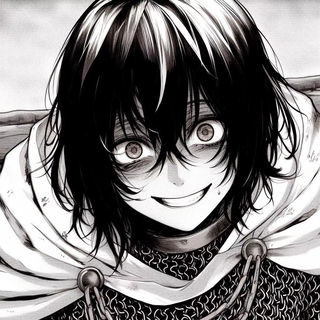 LF mono source: “chain mail armor, crazy eyes, dark hair posted by Thecoolguy274