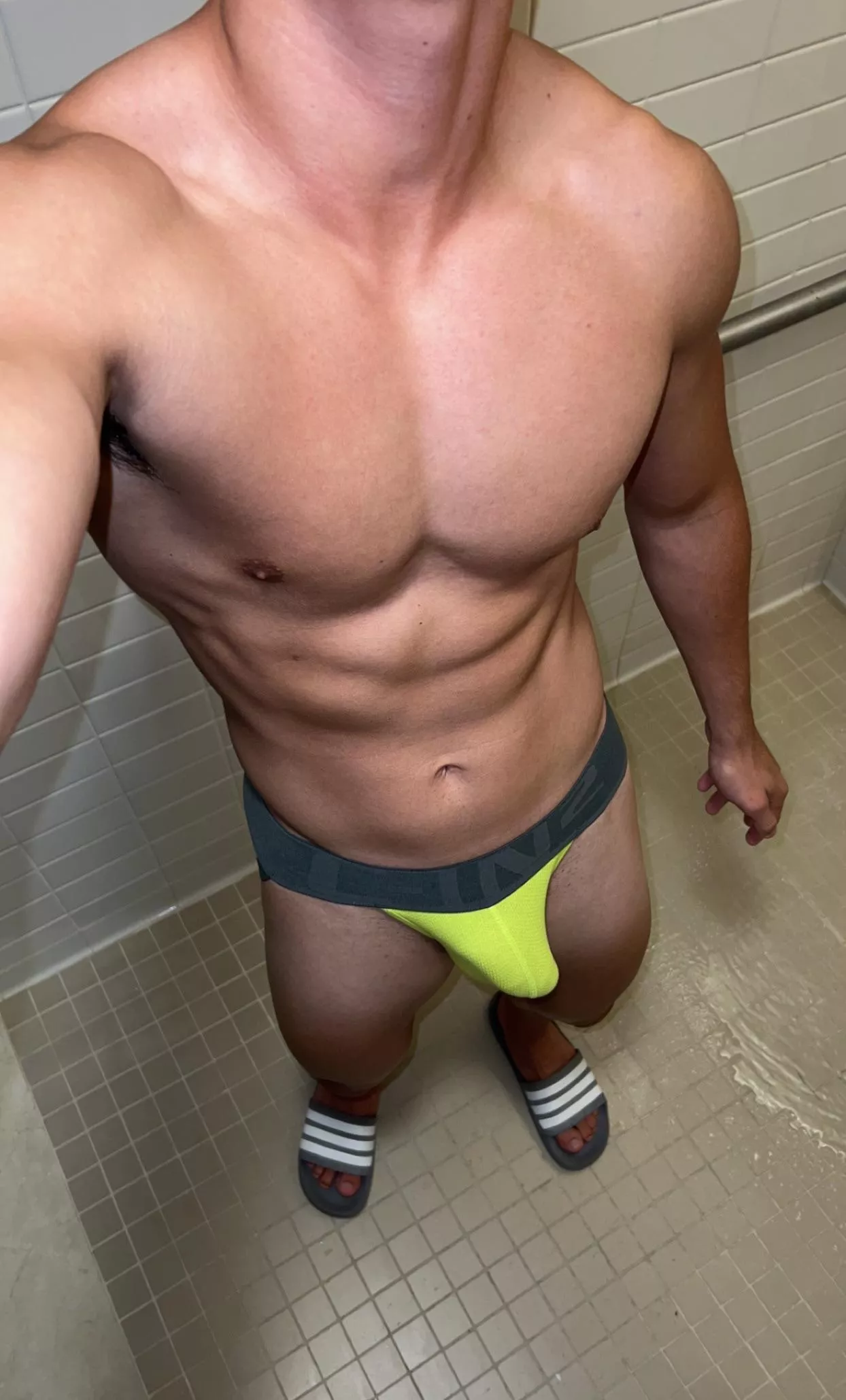 Love the feeling of walking around the locker room in my jock knowing all the guys are looking at me posted by MuscleMacan
