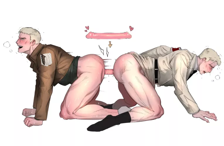 Reiner Braun from Attack on Titan on a Double Sided Dildo by triangulumstardust