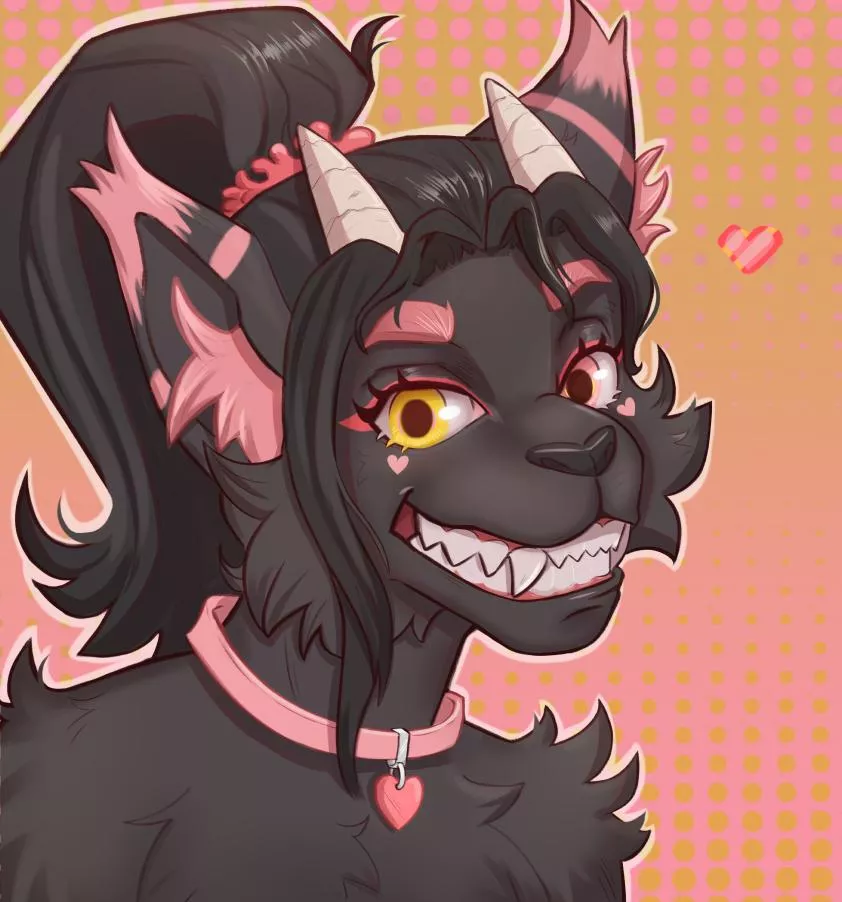 I added horns to my fursona [art by me] posted by Ariin-art