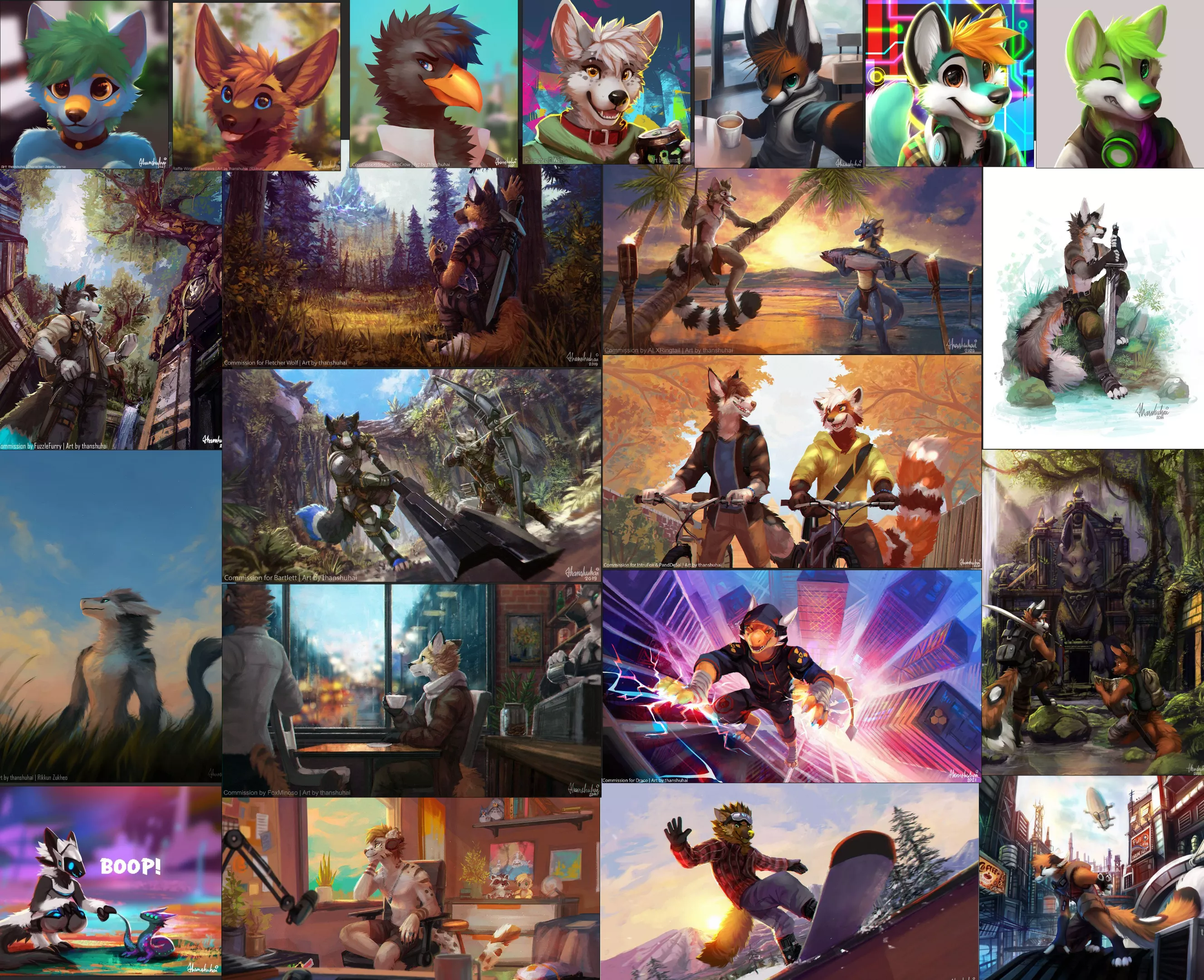 It's been 12 years since I started drawing furries. Here are a few of my fav works that I could fit in this image. (Arts by me thanshuhai) posted by thanshuhai