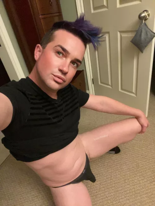 (NSFW) I think my thong works well with my tee-shirt. What you think? by XavierRWalker