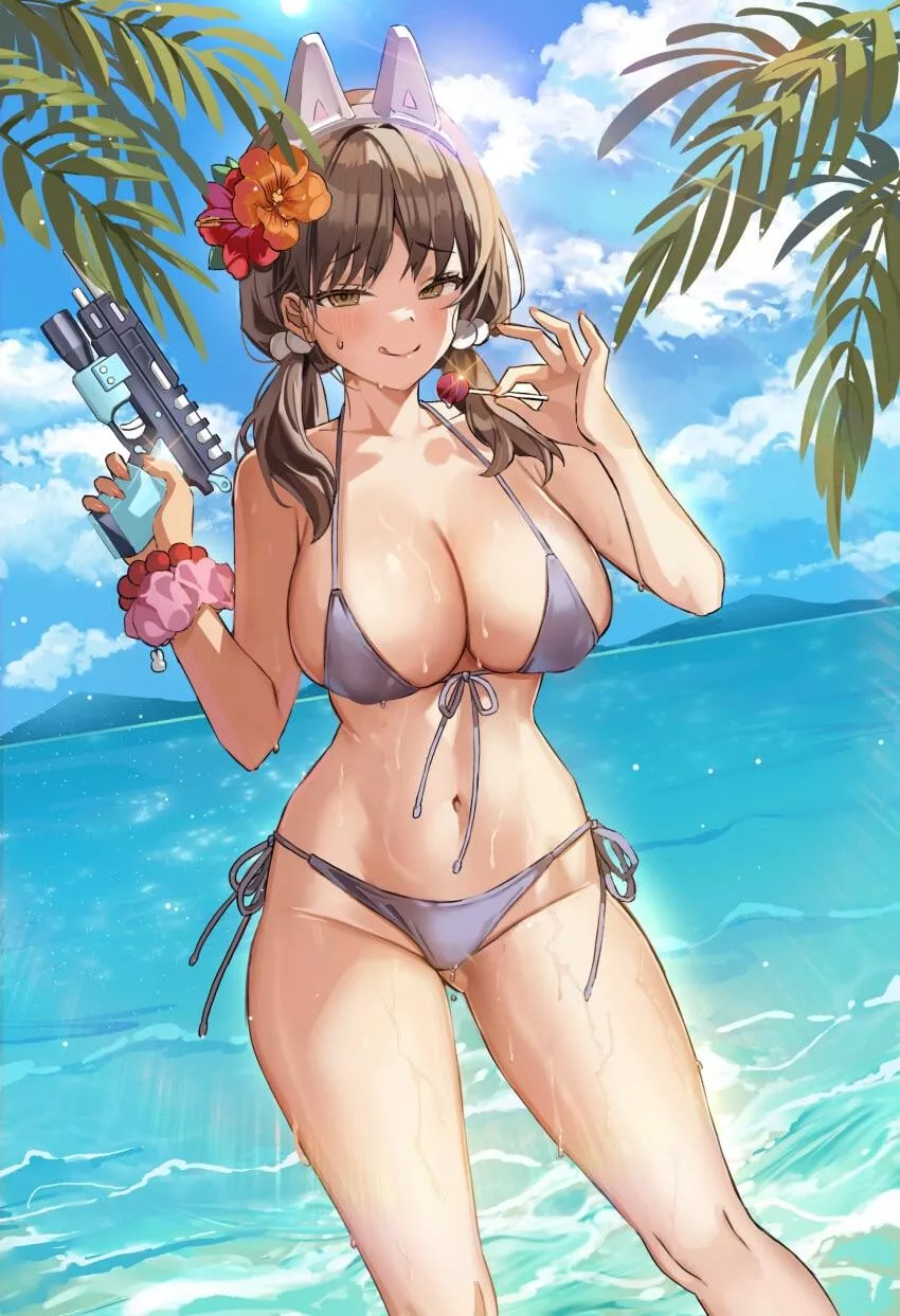 Sexy waifu at the beach posted by reversedturnover