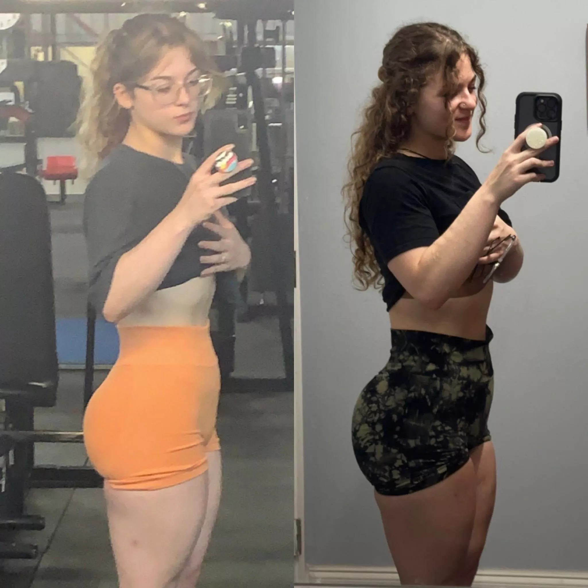 18 year old me vs 19 year old me! (October 2022 vs October 2023) there’s around a ten pound difference; i’m also bloated in the pic on the right lol posted by SnowBear27