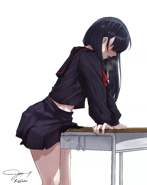 Grinding her pussy on her crush's desk after school. by Pubg13