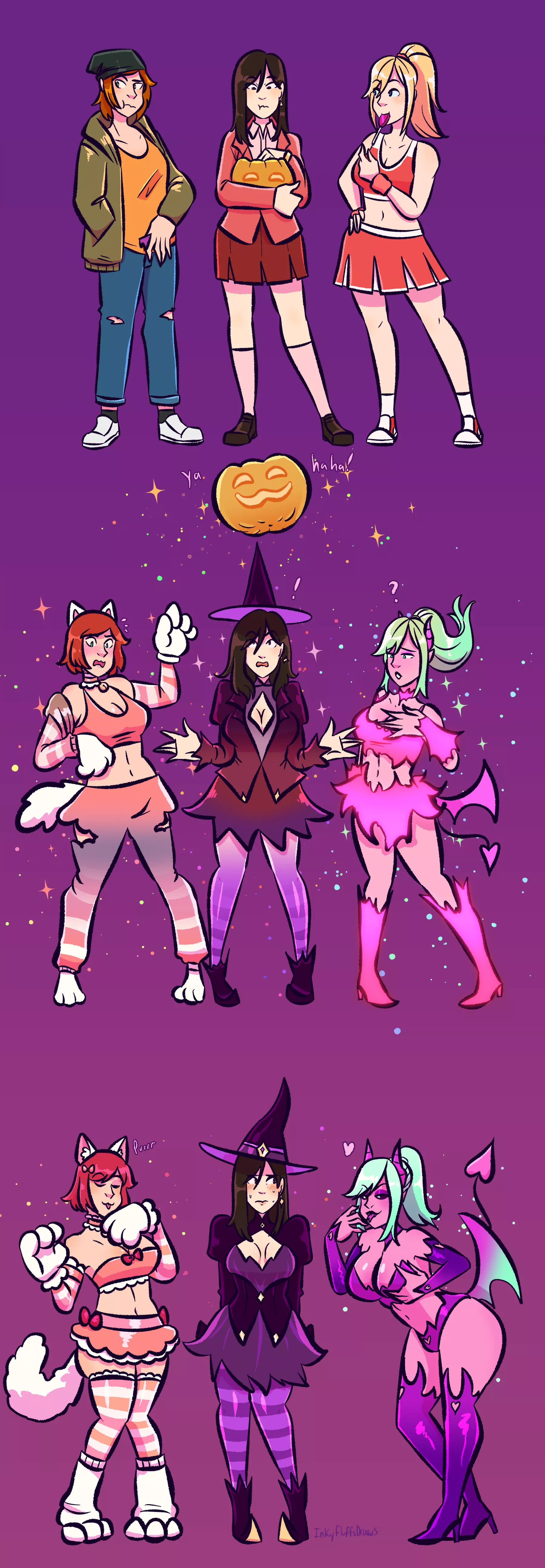 Snac O Lantern (Catgirl, Witch, and Succubus TF) by inkyfluffdraws posted by Princess_Viola
