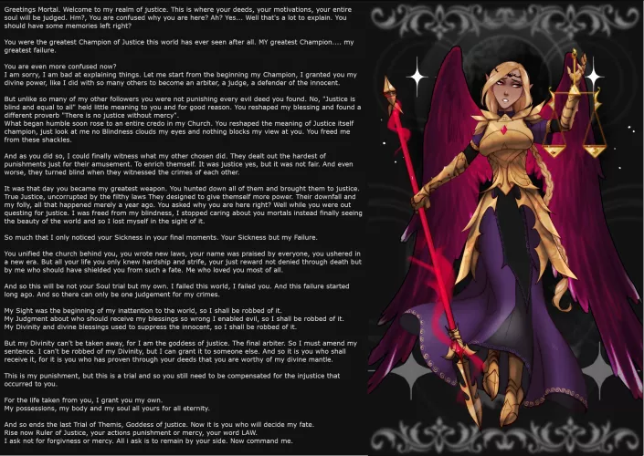 The Trial of a Goddess of Justice [Intro] [Slave] [No Sex] [Femsub] [Power loss] [Male POV] Artist: HorniOni by Awkward_Albatross762