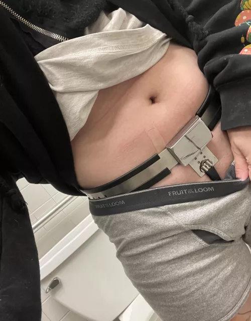 It feels so naughty to be belted in public by Chastityslut4679