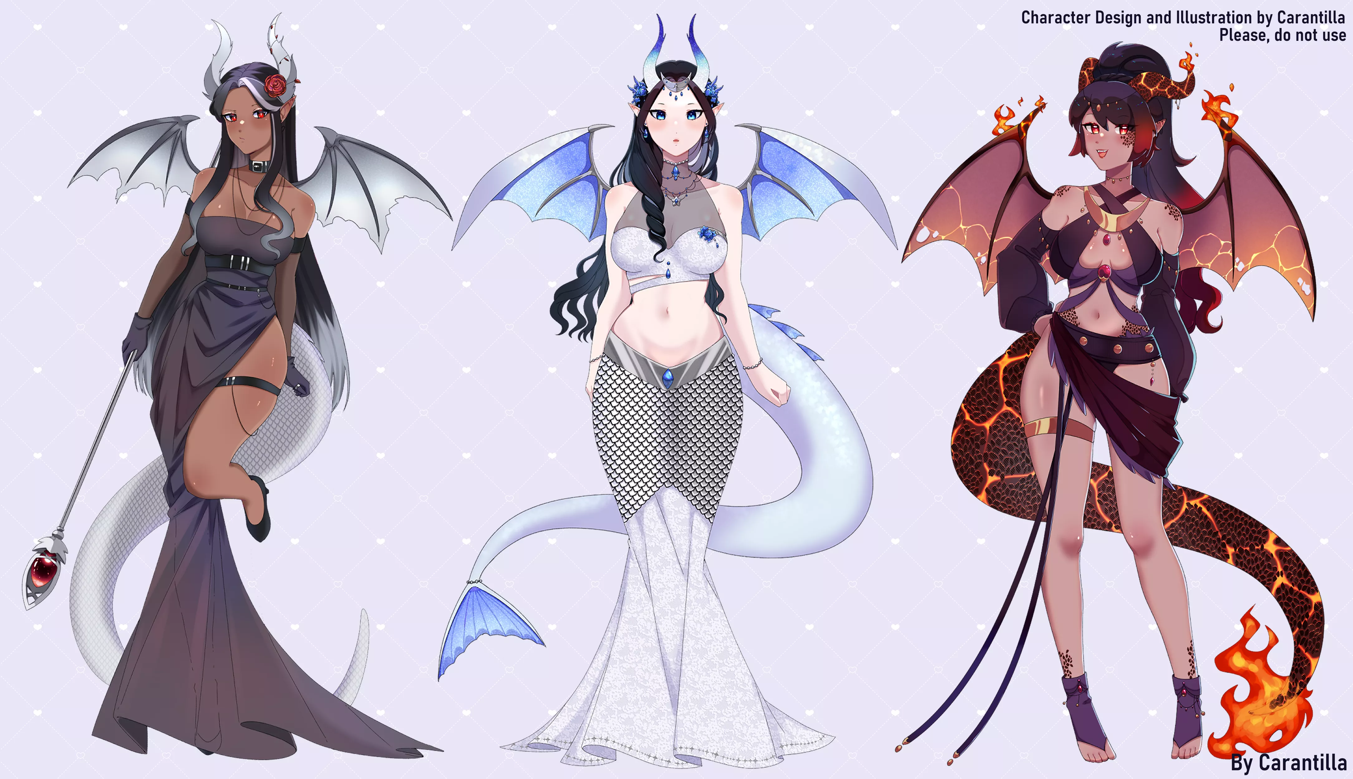 Some Dragon ladies! (Ash, Water and Lava) posted by eele0na