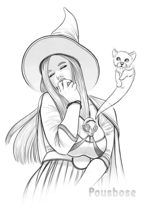 A Witch and her familiar by pousbose