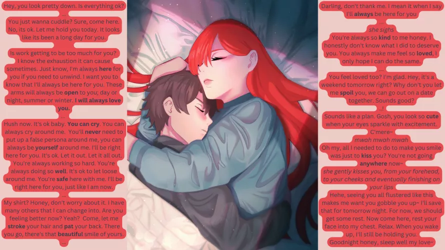 Being comforted in your girlfriend's arms (comfort) (loving) (caring) (crying) by justa_hentai_enjoyer