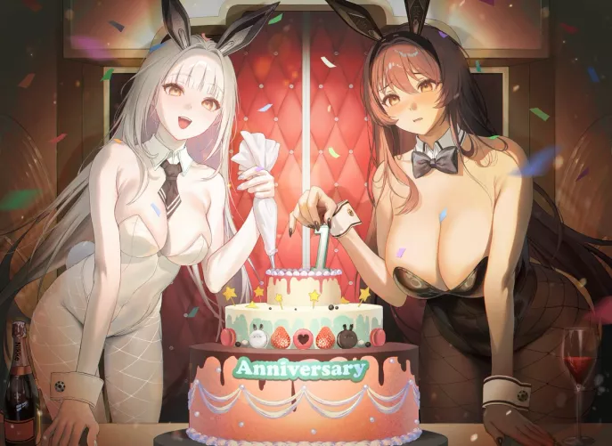 Blanc and Noir making a cake for the 1st anniversary (tokkihouse/myabit) [Goddess of Victory: Nikke] by llamanatee