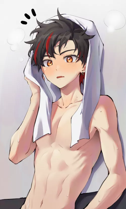 Caught him leaving the shower by Anti-Power_Mode