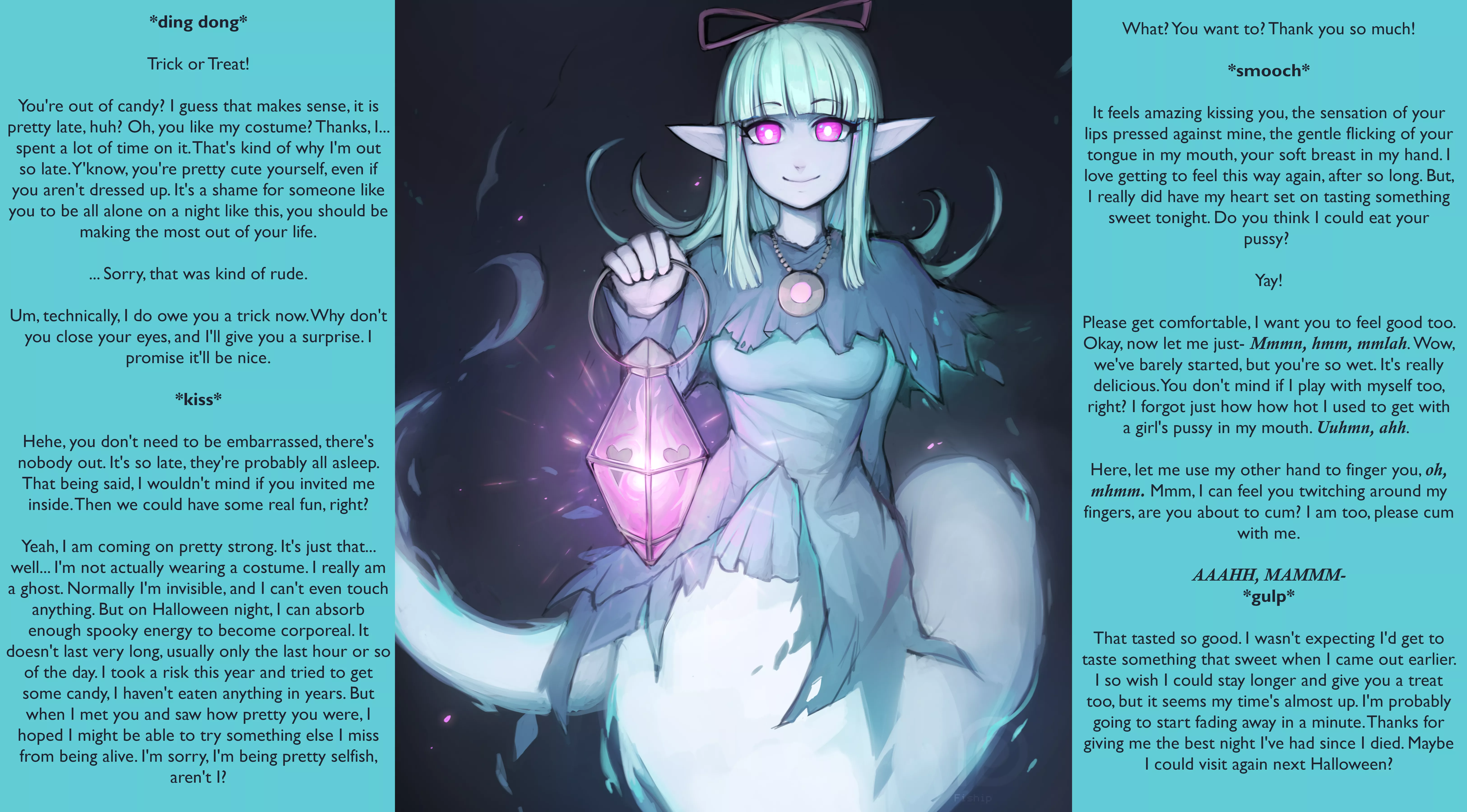 [F4F] The Midnight Trick or Treater [Contest entry][F4M version in comments][Ghost Girl][Moster Girl][Cunnilingus][Blowjob]Artist:Fiship posted by DarkmewZ100