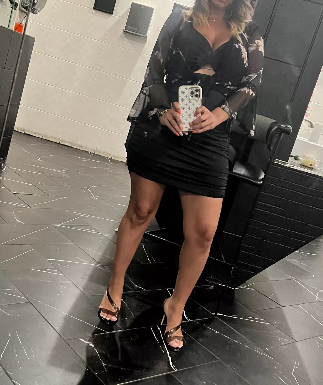 Another bathroom selfie. These heels make me feel on fire. posted by Amina-2022